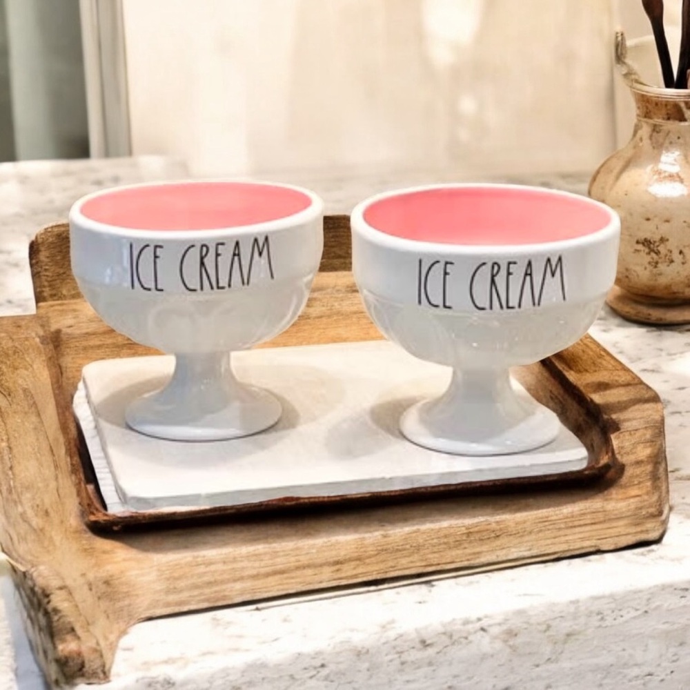NEW Rae Dunn Pink and White Ice Cream Bowls